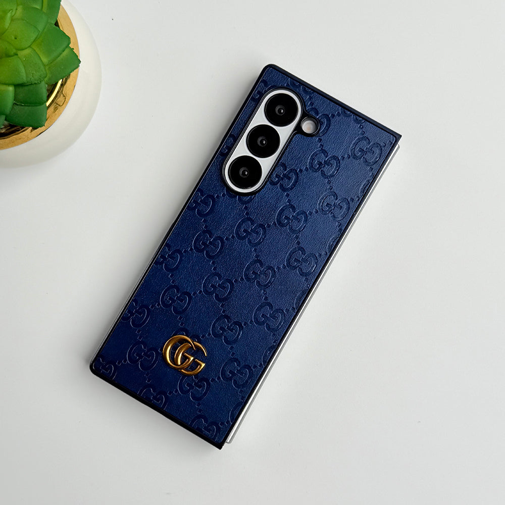 Samsung Galaxy Z fold 6 Luxury GG Fashion Leather Brand Case Cover