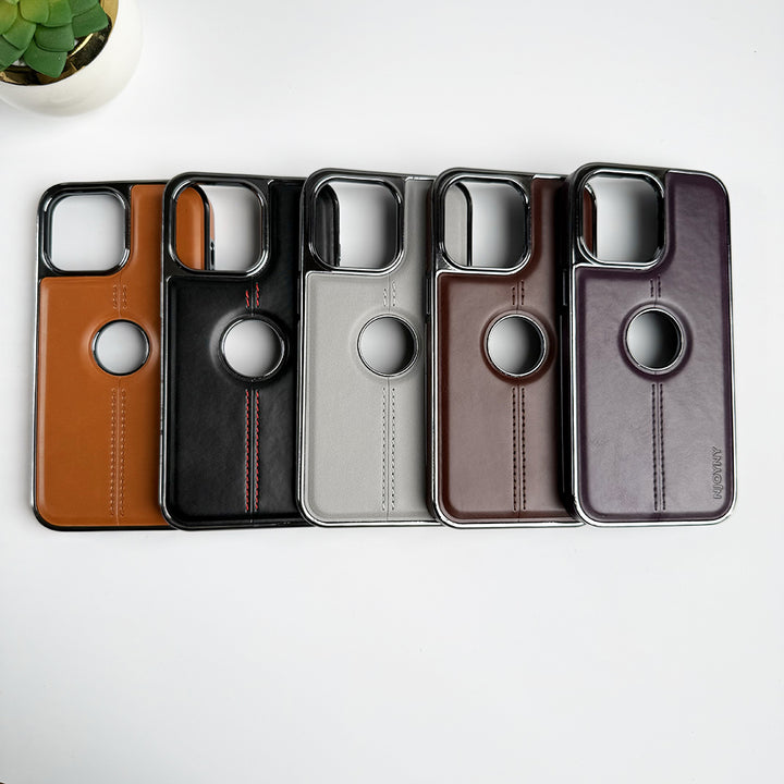 iPhone Middle Stitch PU Leather Side Chrome Case Cover