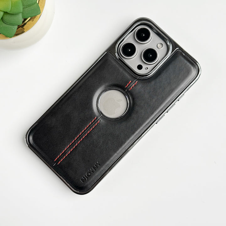 iPhone Middle Stitch PU Leather Side Chrome Case Cover