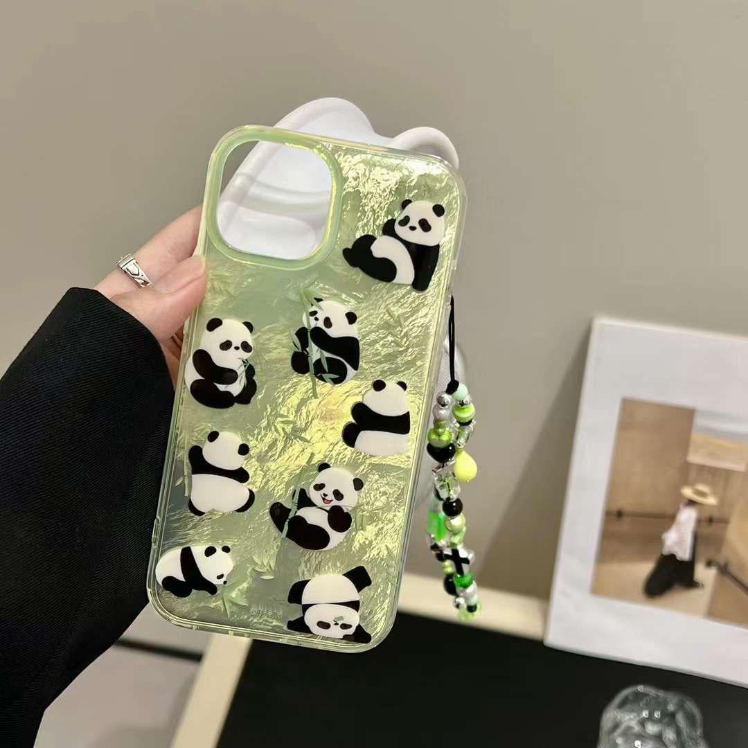 iPhone Green Panda Cover With Charm holder