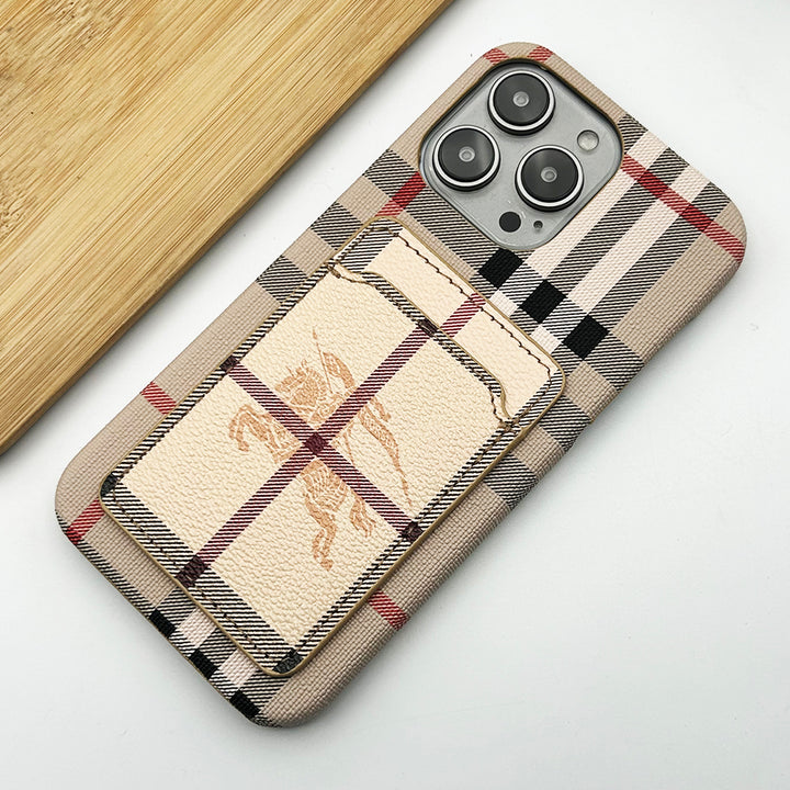 iPhone Luxury Plaid Pattern Pu Leather Card Holder Case cover