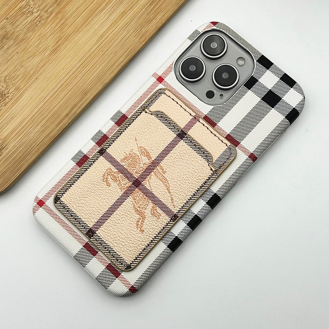 iPhone Luxury Plaid Pattern Pu Leather Card Holder Case cover