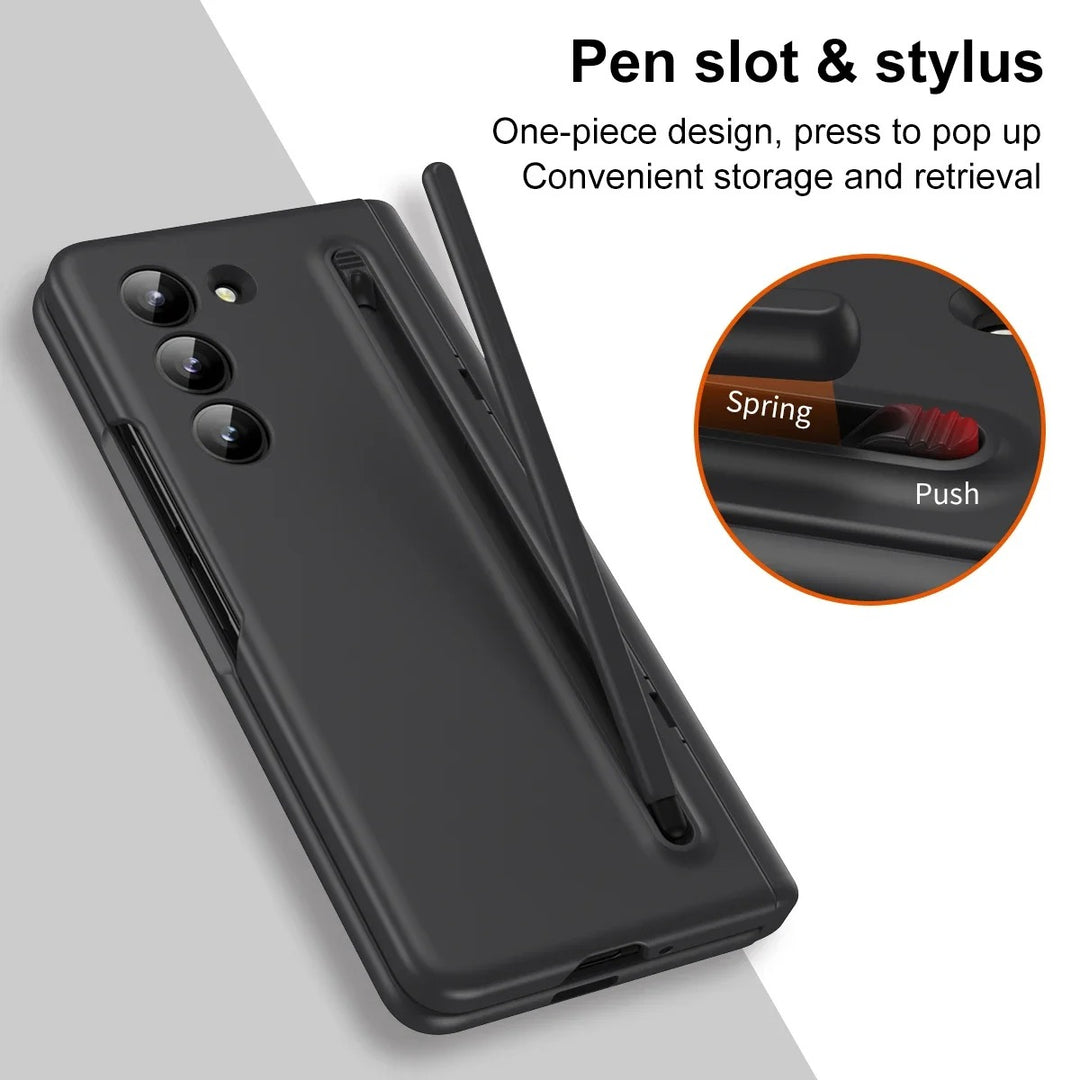 Samsung Galaxy Z Fold 5 Matte Finish Front Screen Protector With S Pen Kickstand Case Cover