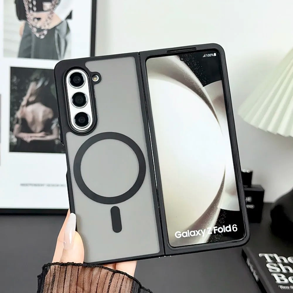 Samsung Galaxy Z Fold 6 Smoke Transparent Case With Magnetic Charging Ring