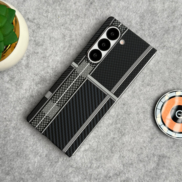 Samsung Galaxy Z Fold 5 Ultra Carbon Fiber Texture Aramid Design Hard Pc MagSafe Case Cover