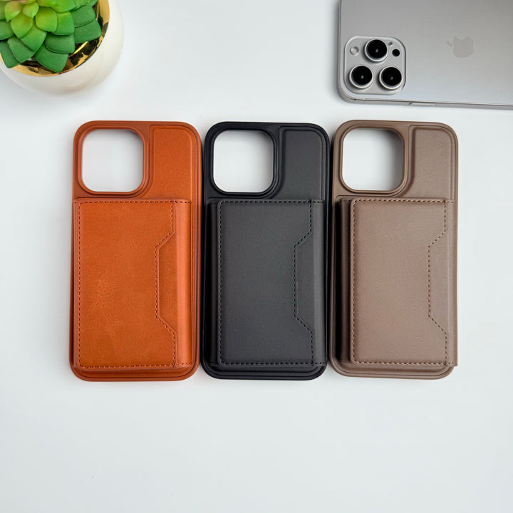 iPhone 15 Series PU Leather Detachable Magnetic Card Holder Cover