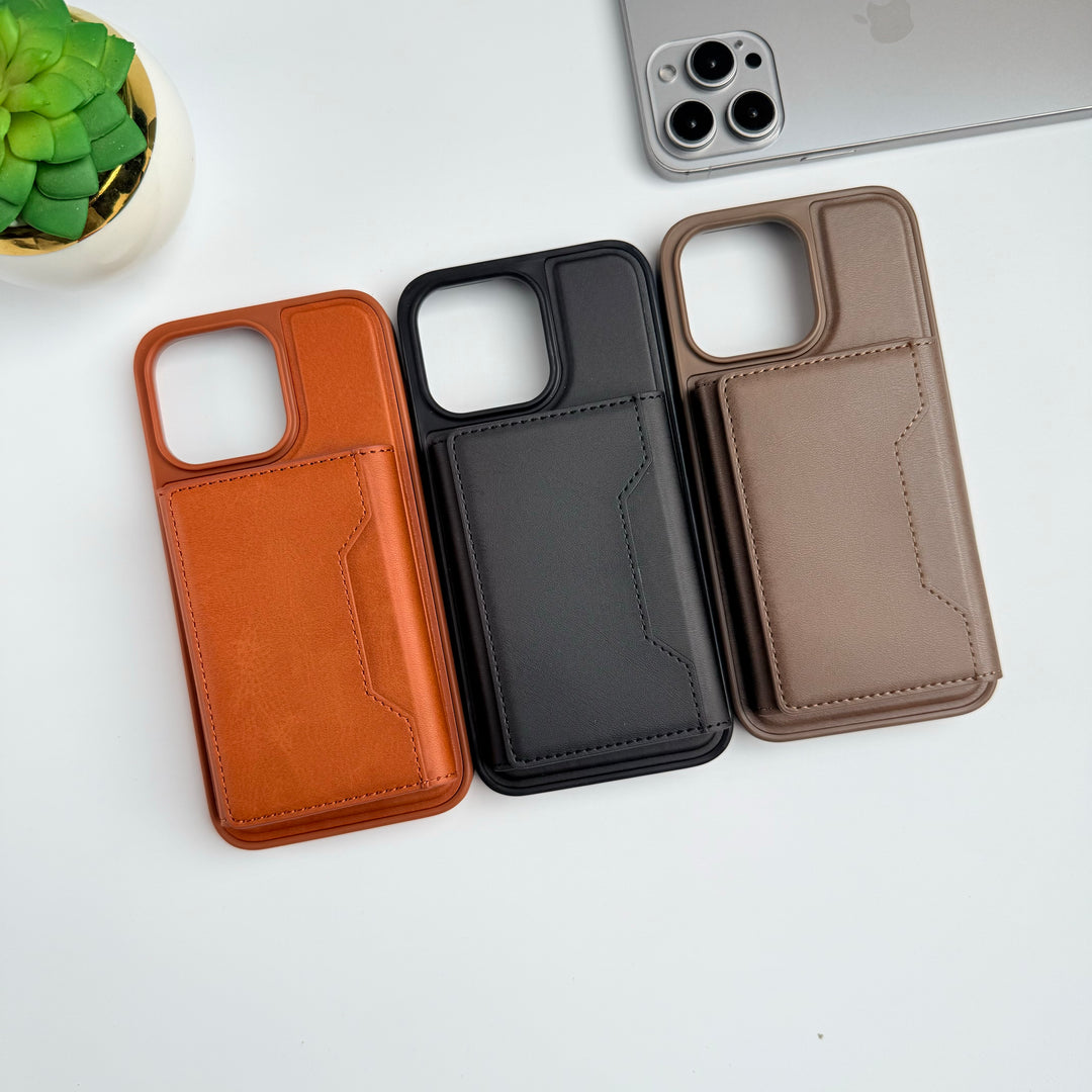 iPhone 15 Series PU Leather Detachable Magnetic Card Holder Cover