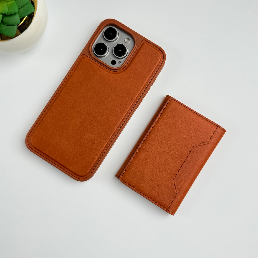 iPhone 15 Series PU Leather Detachable Magnetic Card Holder Cover