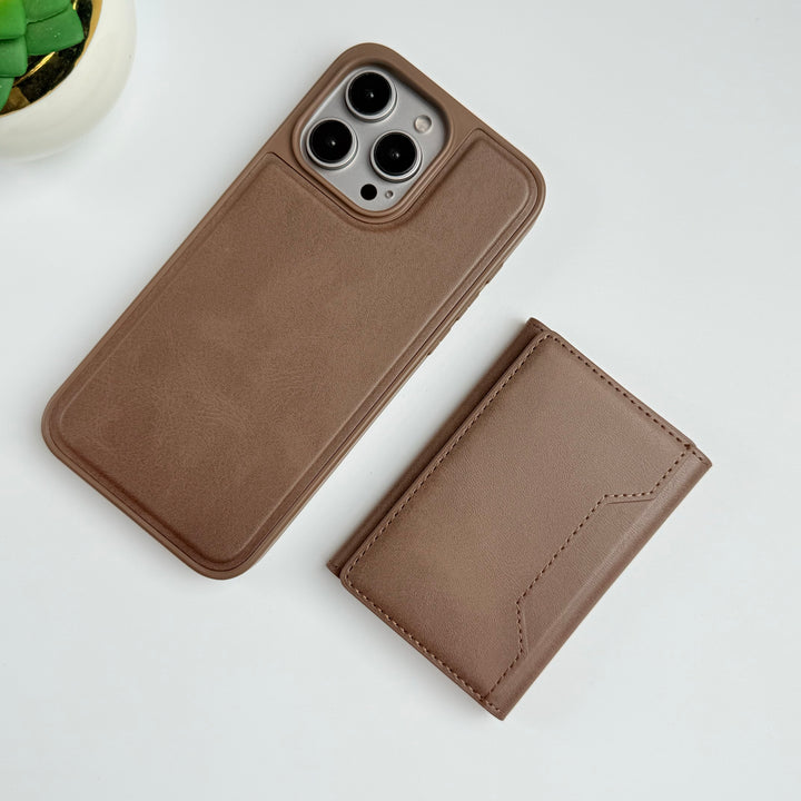 iPhone 15 Series PU Leather Detachable Magnetic Card Holder Cover