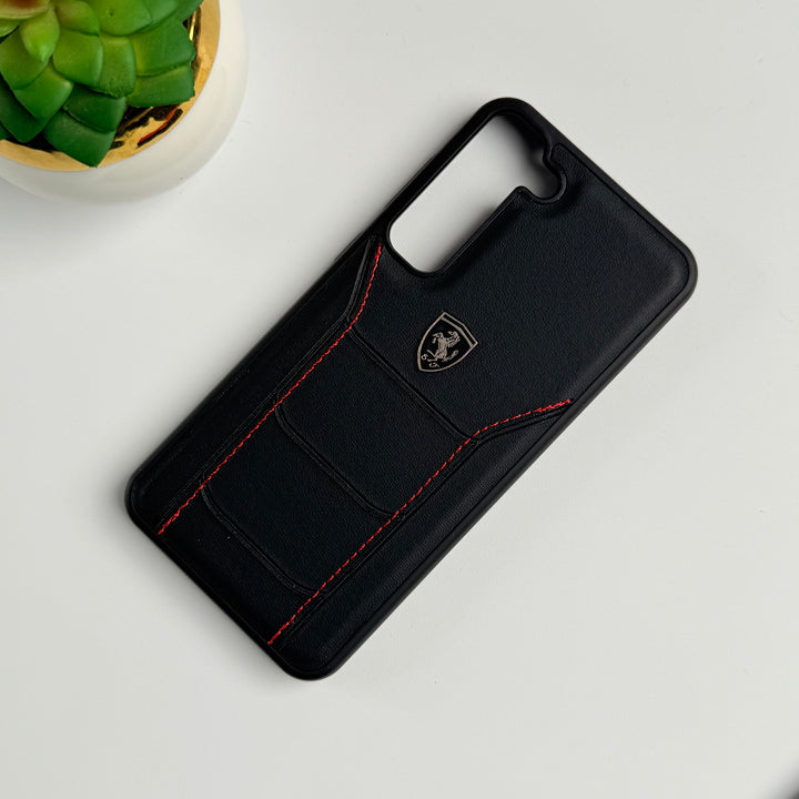 FR Sports Car Logo Side Stitch Leather For Samsung Galaxy S23 Plus