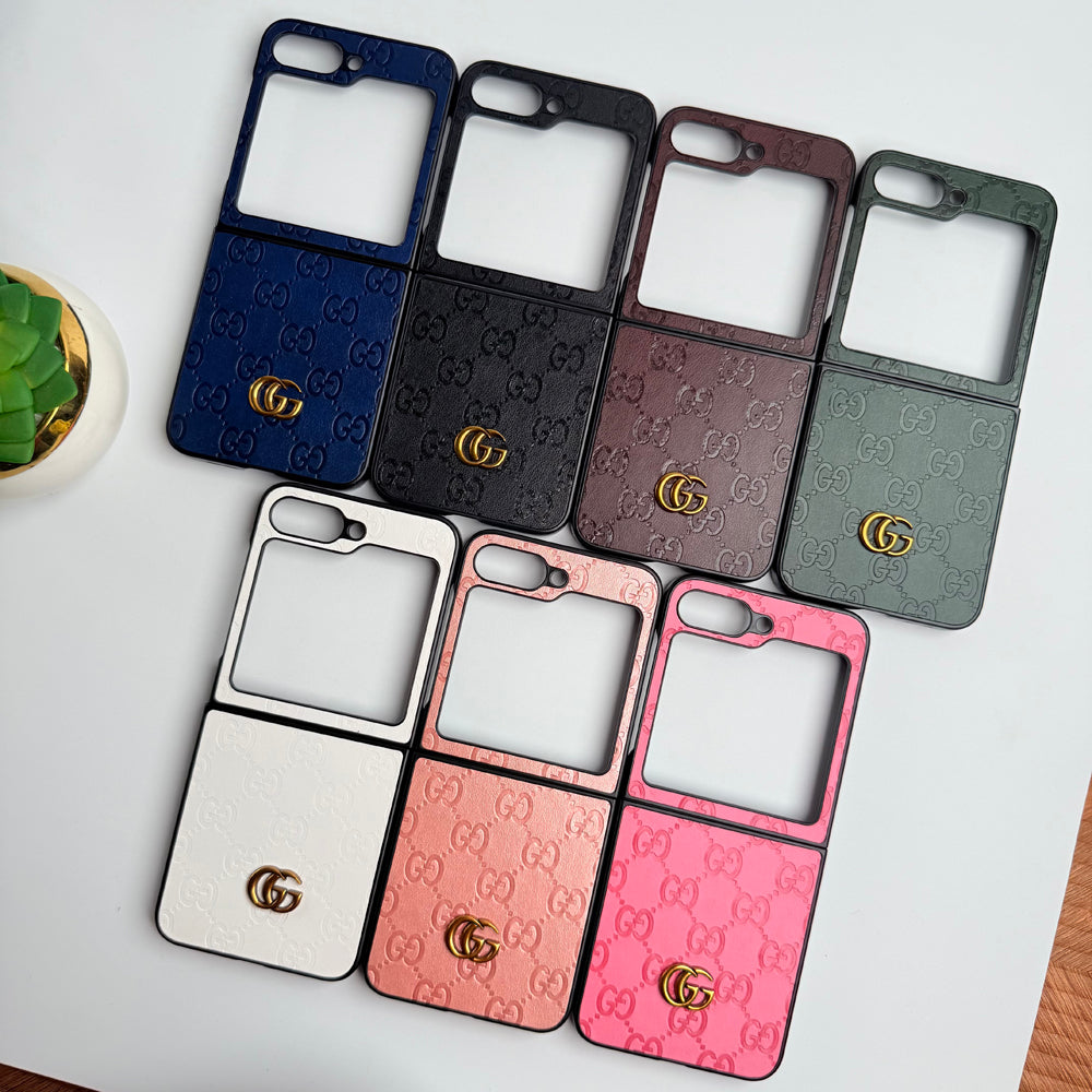 Samsung Galaxy Z Flip 5 Luxury GG Fashion Leather Brand Case Cover