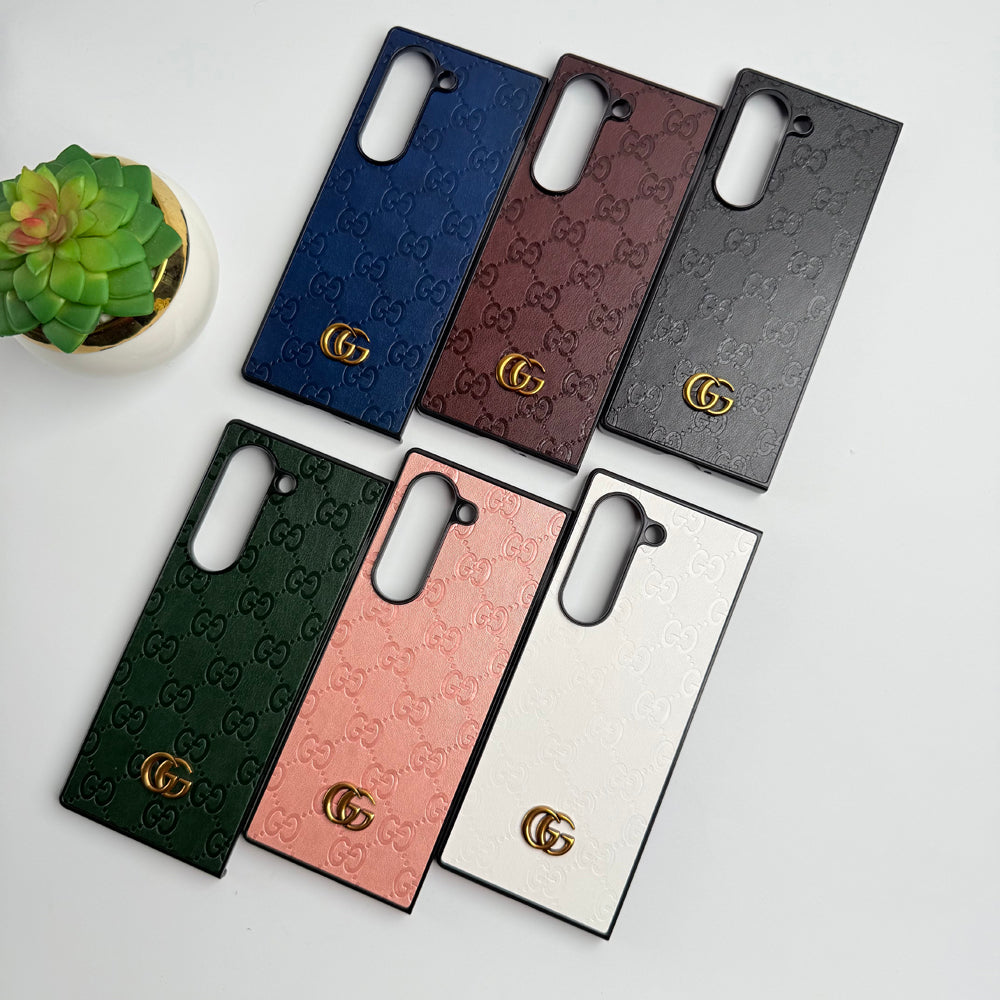 Samsung Galaxy Z fold 6 Luxury GG Fashion Leather Brand Case Cover