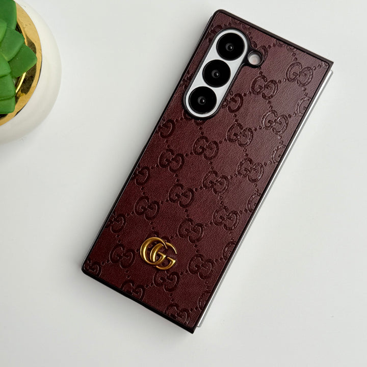 Samsung Galaxy Z fold 5 Luxury GG Fashion Leather Brand Case Cover