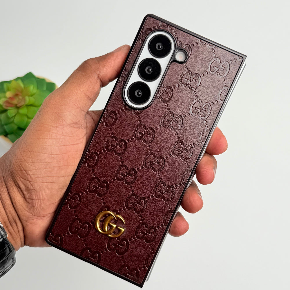 Samsung Galaxy Z fold 5 Luxury GG Fashion Leather Brand Case Cover