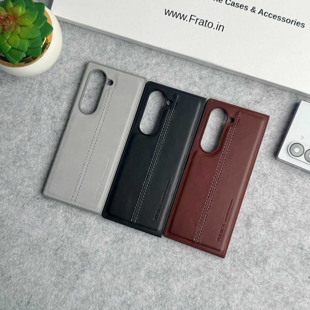 Samsung Galaxy Z Fold 6 PU Leather Middle Stitch Case Cover