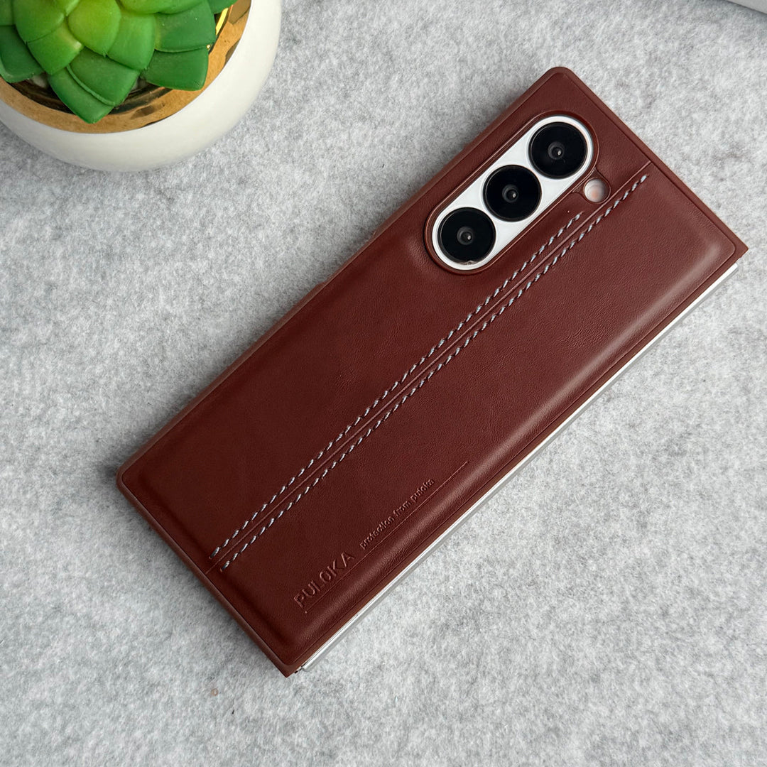 Samsung Galaxy Z Fold 6 PU Leather Middle Stitch Case Cover