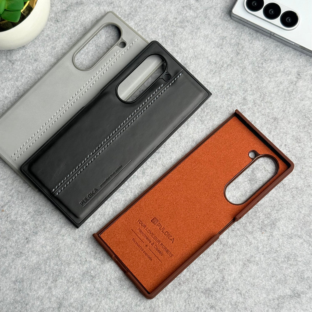 Samsung Galaxy Z Fold 6 PU Leather Middle Stitch Case Cover