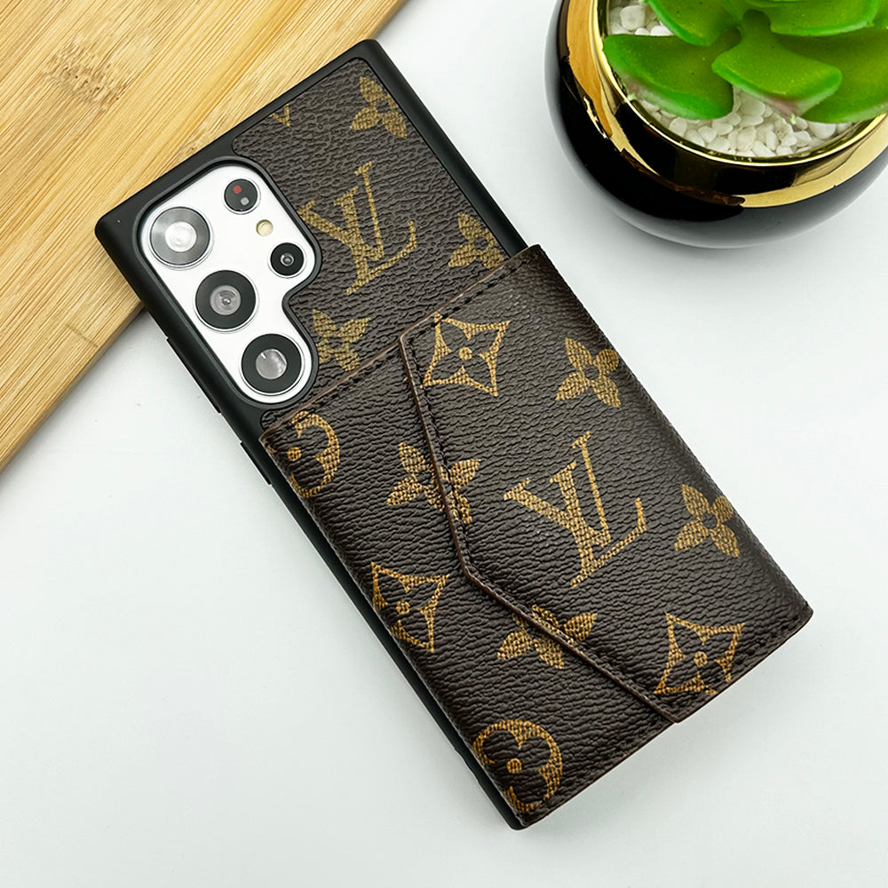 White Lv Texture Hard Back Case For Samsung Galaxy S23 Ultra 