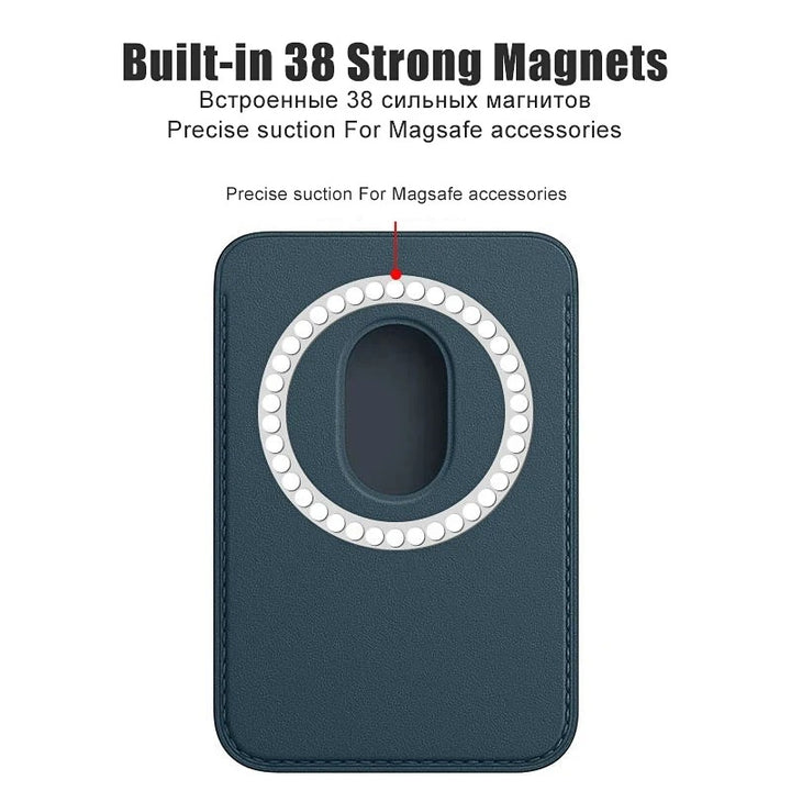 Luxury Leather Magnetic MagSafe Wallet For iPhone MagSafe Phones