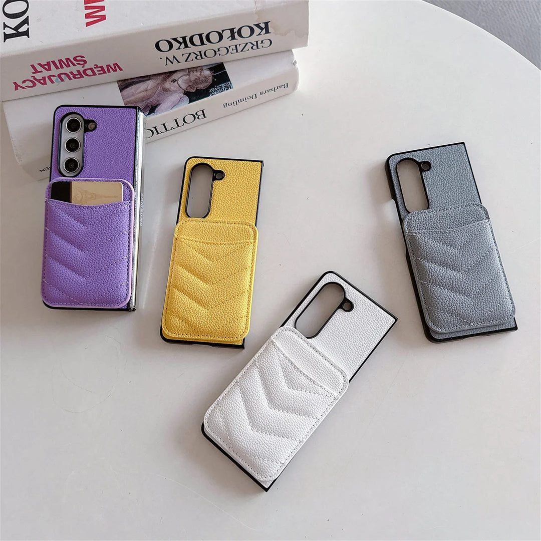 Samsung Galaxy Z Fold 6 Magsafe Case Luxury CC Leather Magnetic Wireless Charging Card Wallet Case