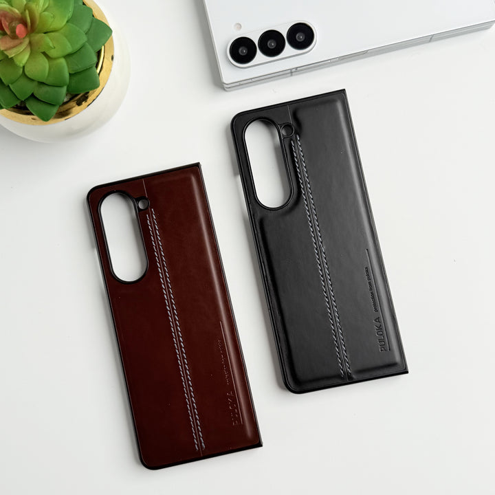 Samsung Galaxy Z Fold 5 PU Leather Middle Stitch Case Cover