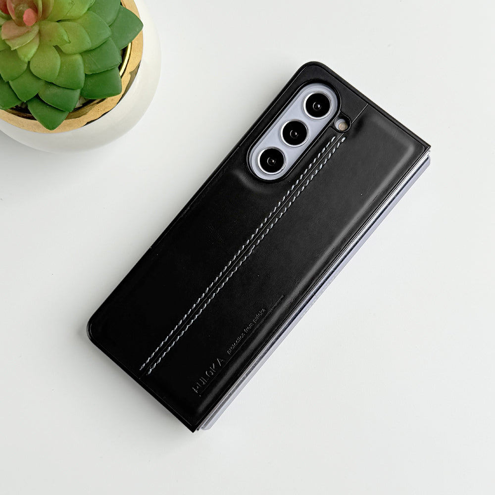 Samsung Galaxy Z Fold 5 PU Leather Middle Stitch Case Cover