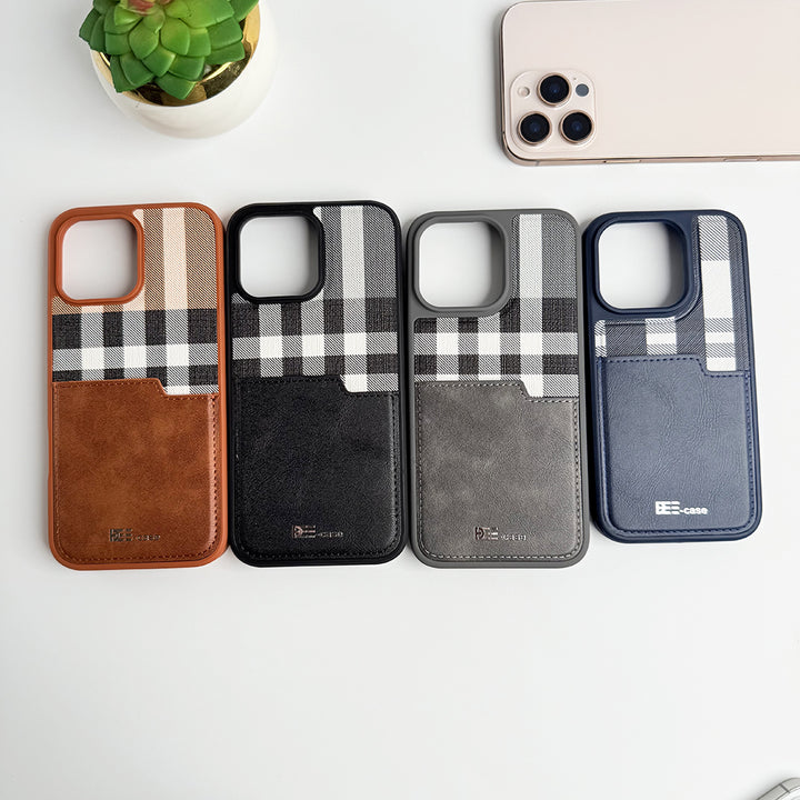 iPhone 15 Series Checks Pattern Card Holder Case Cover