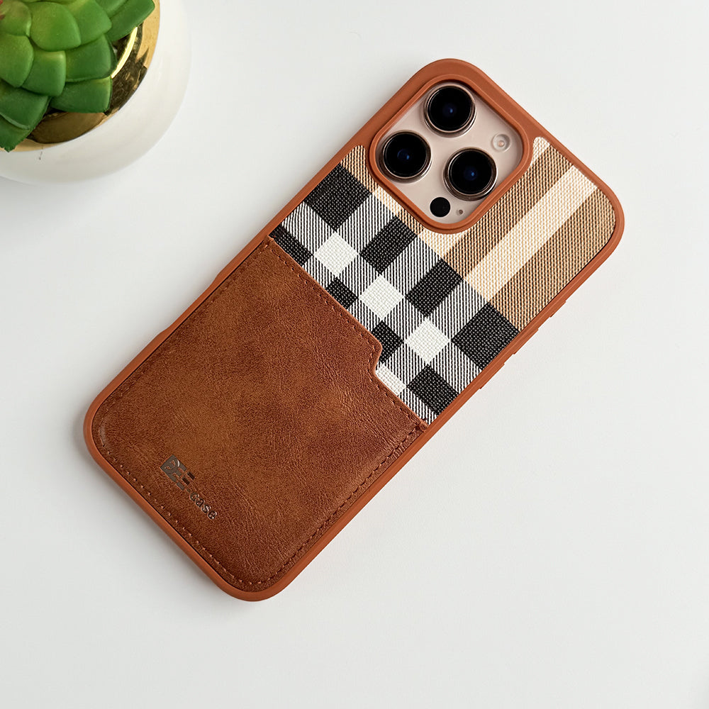 iPhone 16 Series Checks Pattern Card Holder Case Cover