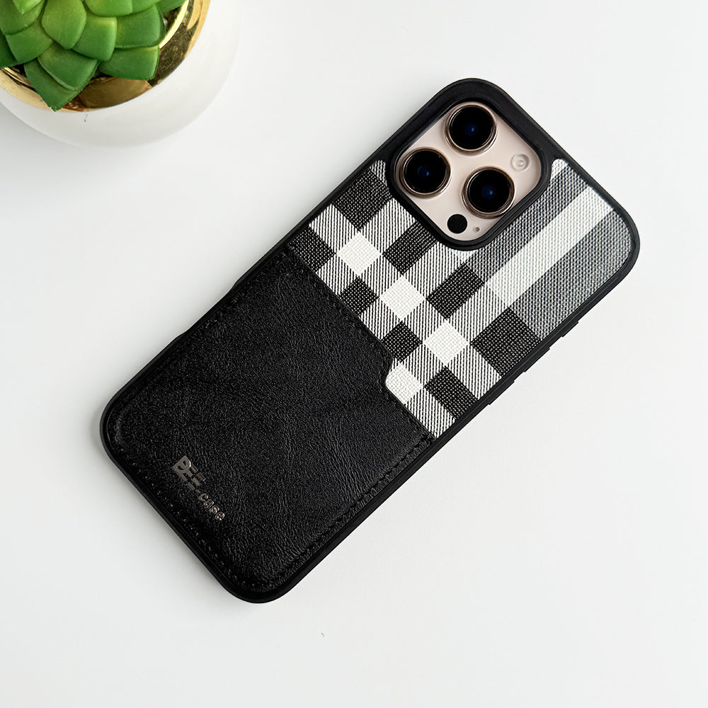 iPhone 16 Series Checks Pattern Card Holder Case Cover