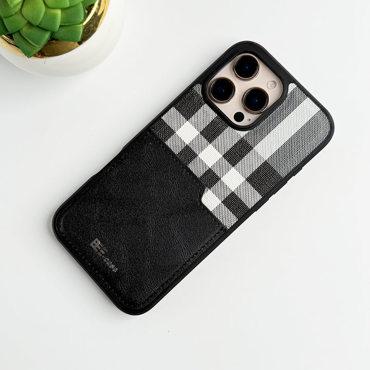 iPhone 15 Series Checks Pattern Card Holder Case Cover