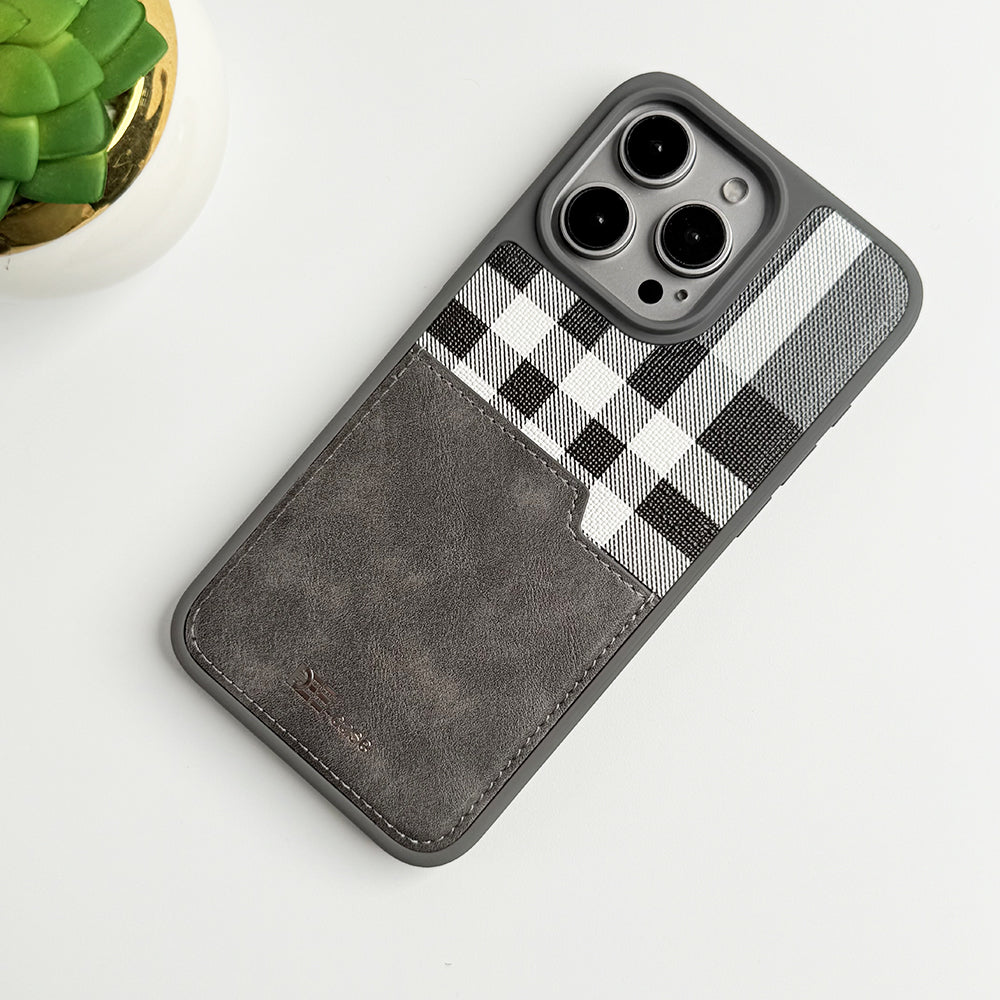 iPhone 15 Series Checks Pattern Card Holder Case Cover