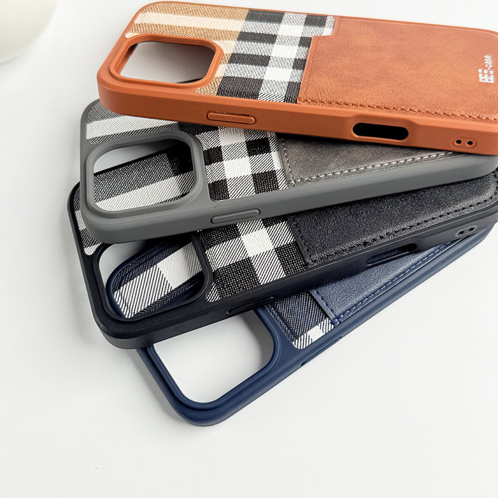 iPhone 15 Series Checks Pattern Card Holder Case Cover