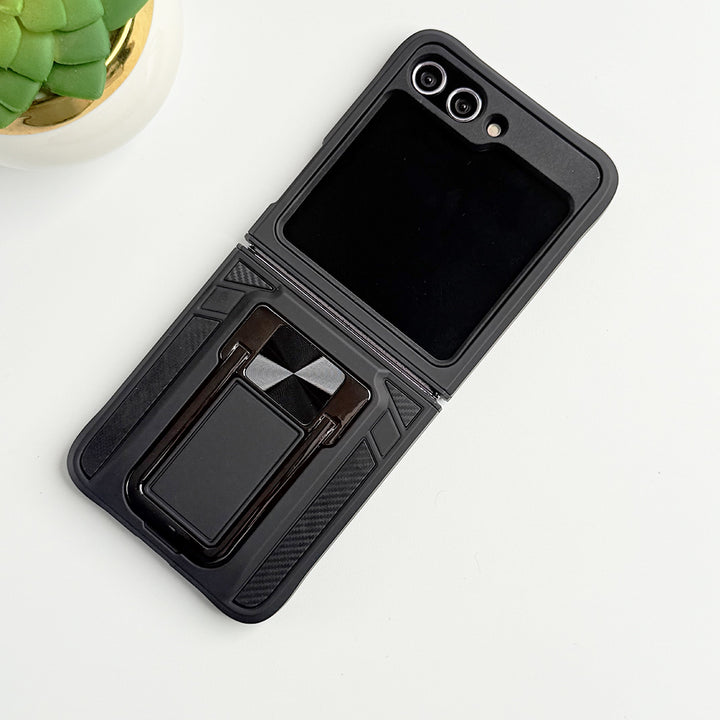 Samsung Galaxy Z Flip 5 Armour  Black Case With Stand