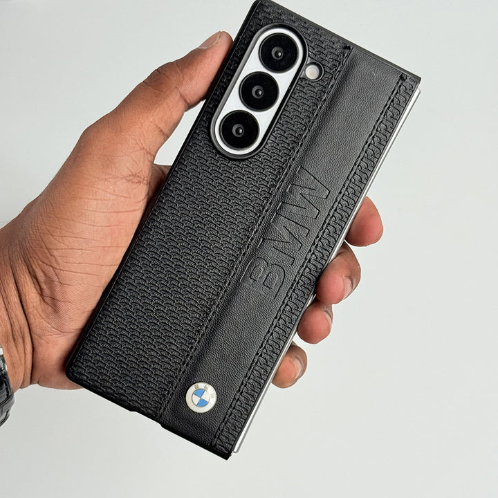 Samsung Galaxy Z Fold 6 BMW Strip Leather Logo Case Cover