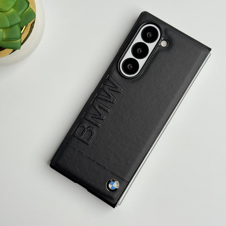 Samsung Galaxy Z Fold 6 BMW Corner Logo Leather Case Cover