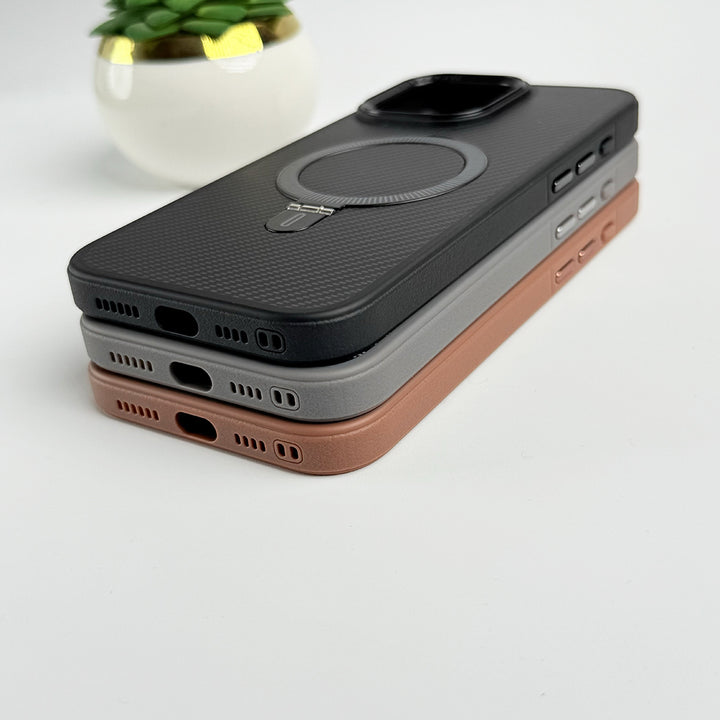 iPhone 16 Series Metal Stand Carbon Fiber Design Cover