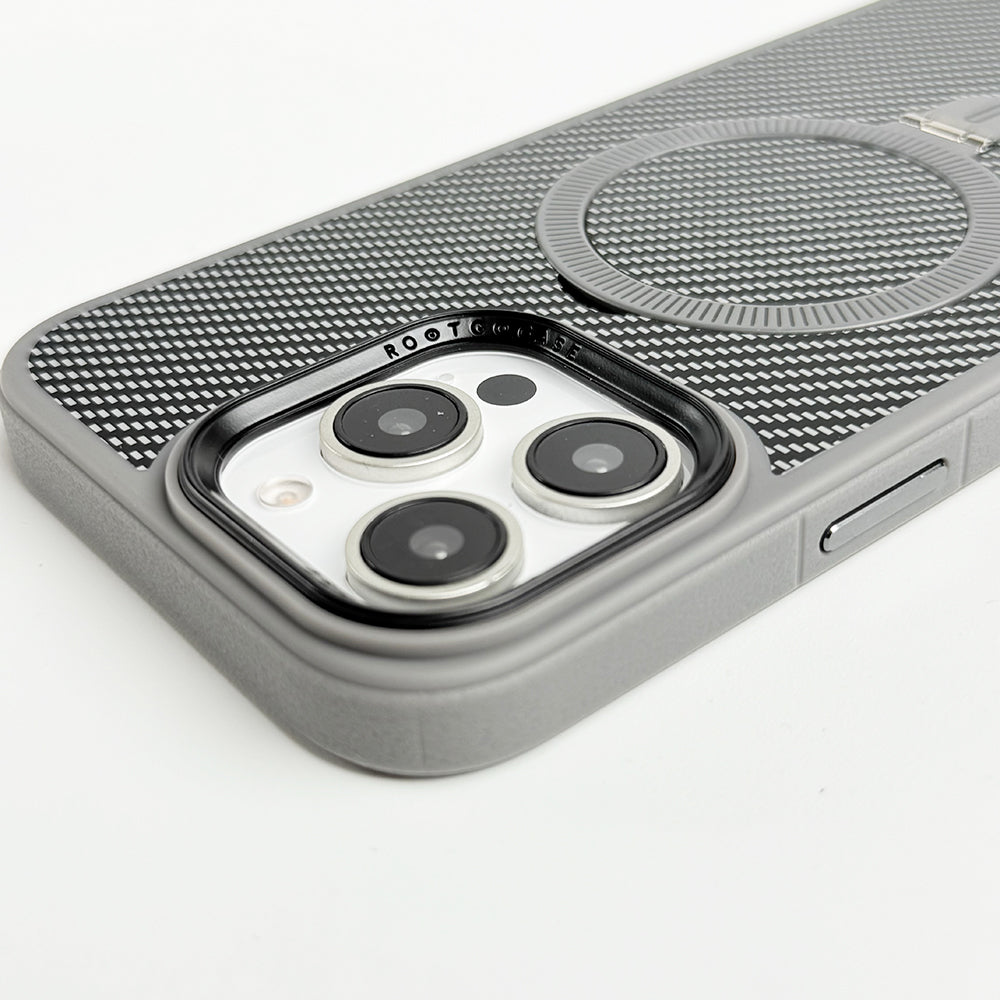 iPhone 16 Series Metal Stand Carbon Fiber Design Cover