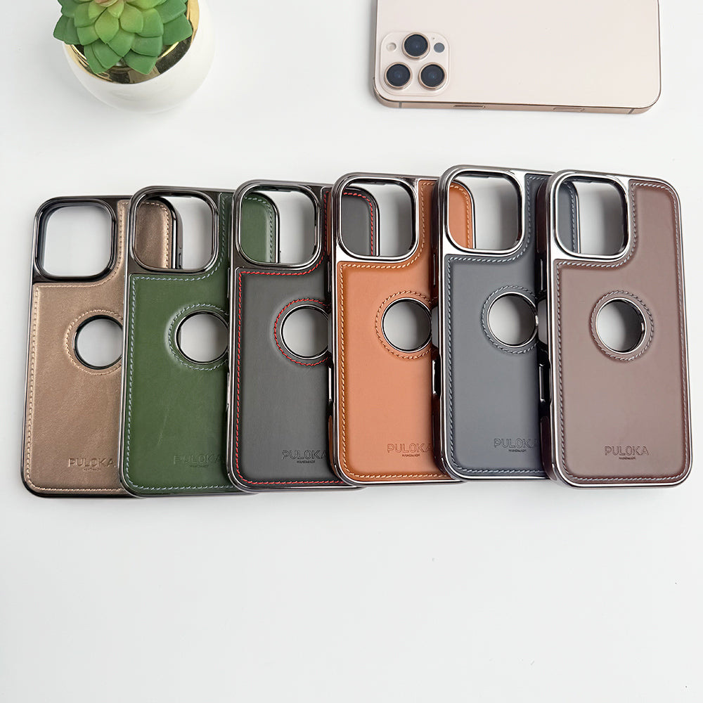 iPhone 16 Series Luxury Chrome Plated PU leather Case Cover