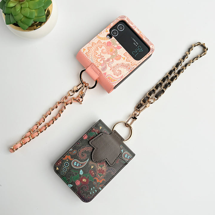 Samsung Galaxy Z Flip 4 Indian Art Designer Cover With  Bracelet and Card Holder