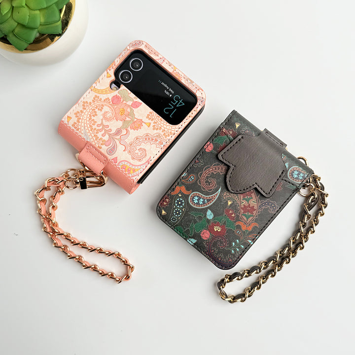 Samsung Galaxy Z Flip 4 Indian Art Designer Cover With  Bracelet and Card Holder