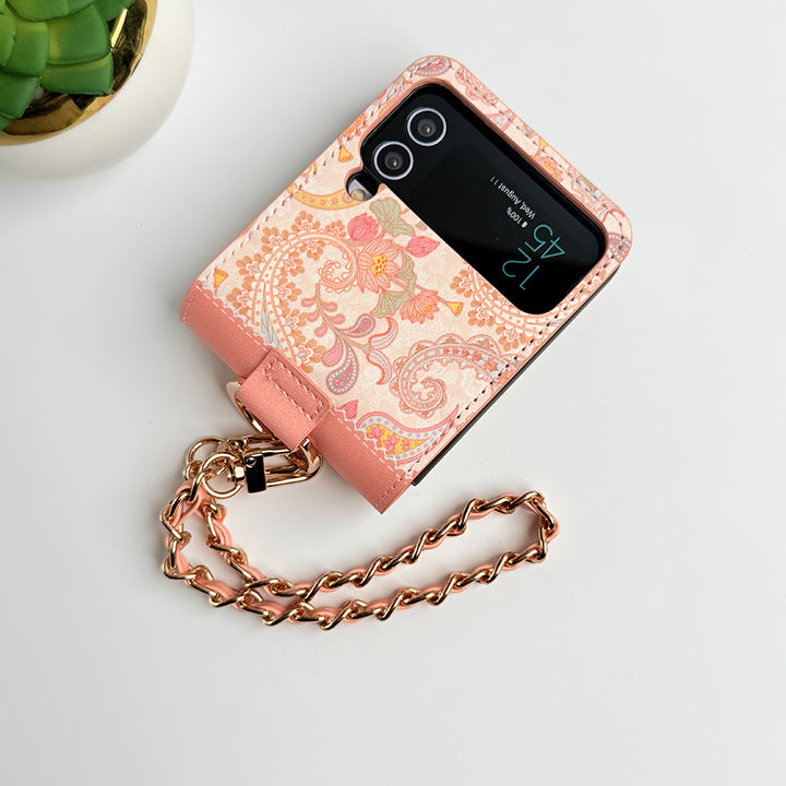 Samsung Galaxy Z Flip 4 Indian Art Designer Cover With  Bracelet and Card Holder