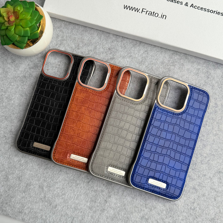 iPhone 16 Series Crocodile Pattern Luxury PU Leather Frameless Cover Case