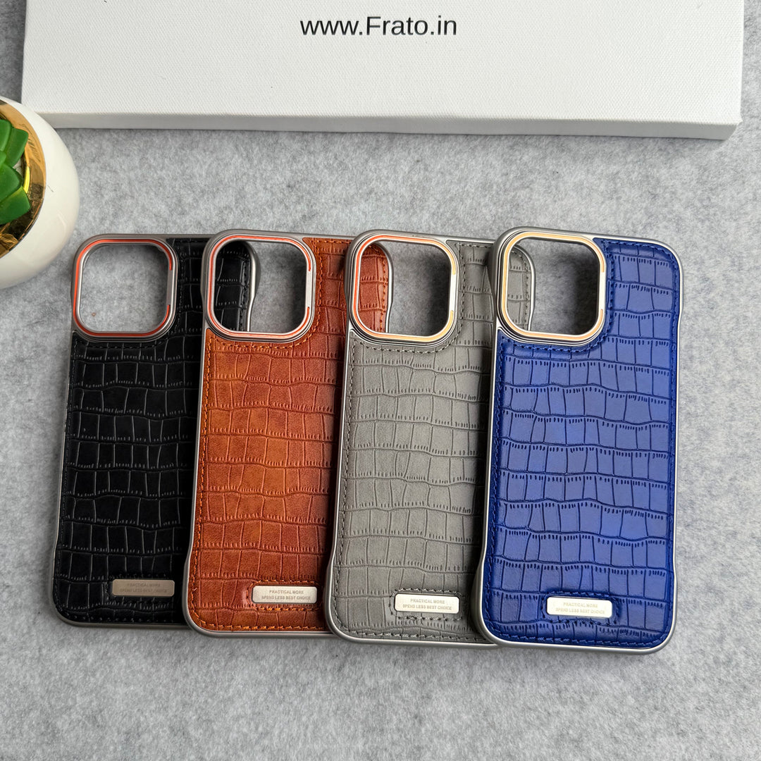 iPhone 16 Series Crocodile Pattern Luxury PU Leather Frameless Cover Case