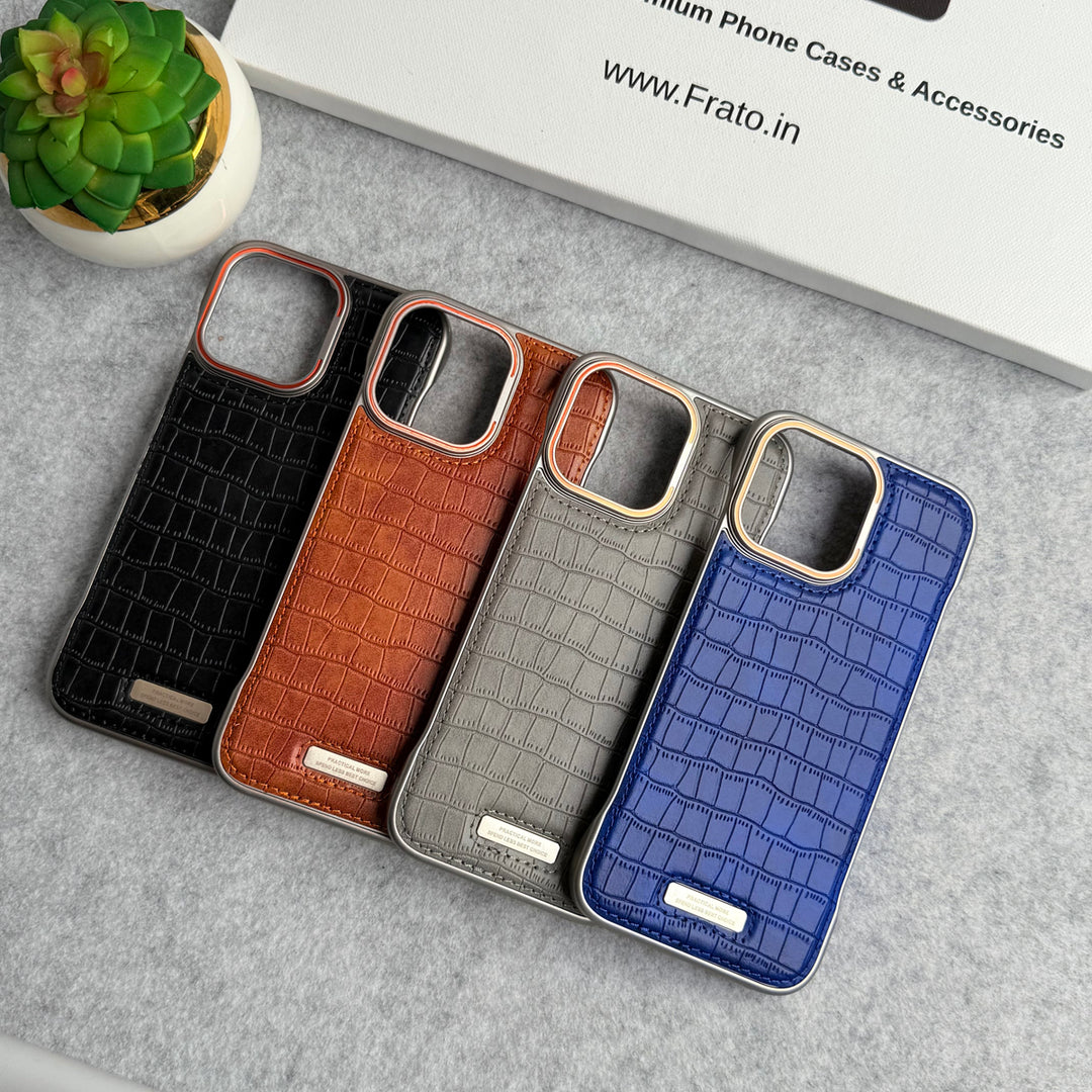 iPhone 16 Series Crocodile Pattern Luxury PU Leather Frameless Cover Case