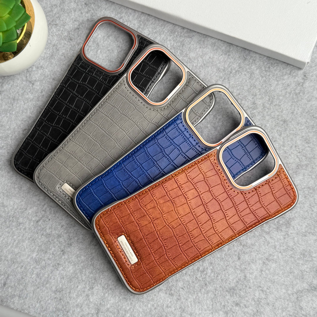 iPhone 16 Series Crocodile Pattern Luxury PU Leather Frameless Cover Case