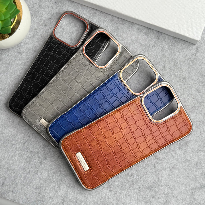 iPhone 16 Series Crocodile Pattern Luxury PU Leather Frameless Cover Case