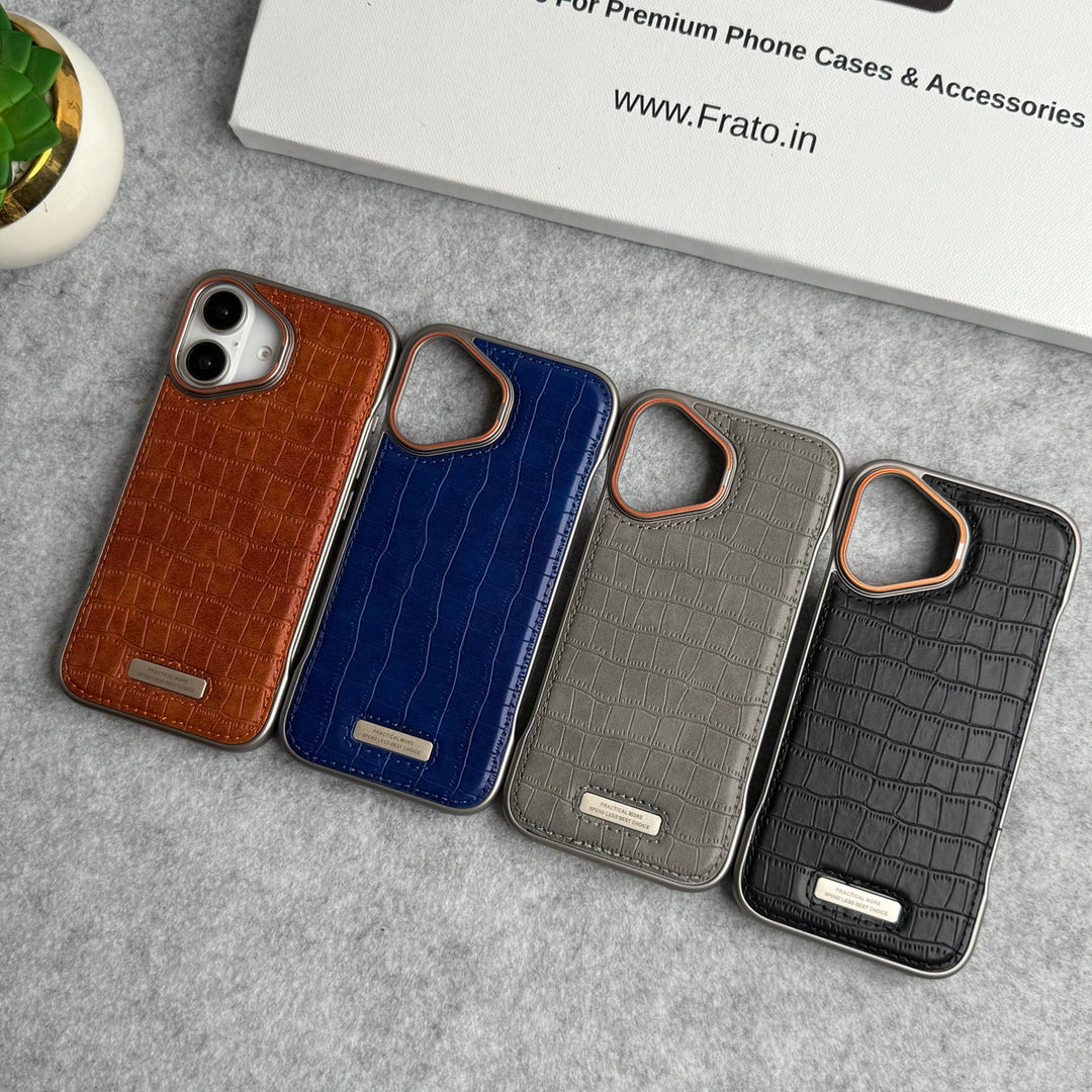 iPhone 16 Series Crocodile Pattern Luxury PU Leather Frameless Cover Case