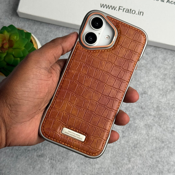 iPhone 16 Series Crocodile Pattern Luxury PU Leather Frameless Cover Case