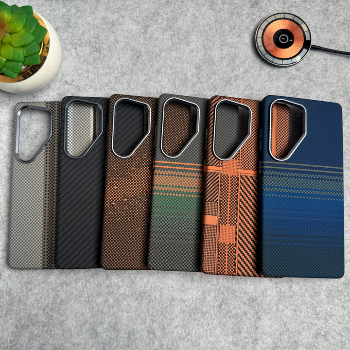 Samsung Galaxy S25 Ultra Carbon Fiber Texture Aramid Design Hard Pc MagSafe Case Cover