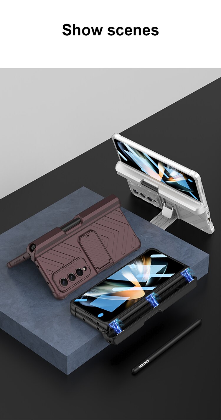 Samsung Galaxy Z Fold 4 Adjustable Kickstand & Pen Holder Case Cover